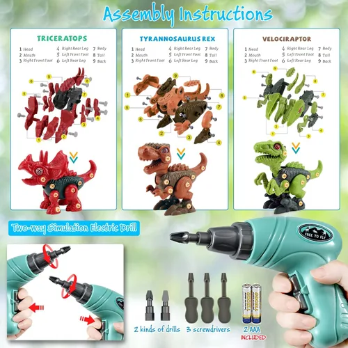 Miniatura 4 de FREE TO FLY Juguetes de dinosaurio regalos para niños de 3, 4, 5, 6, 7, 8 años: juguete de dinosaurio para niños de 3 a 5 años, aprendizaje Rojo