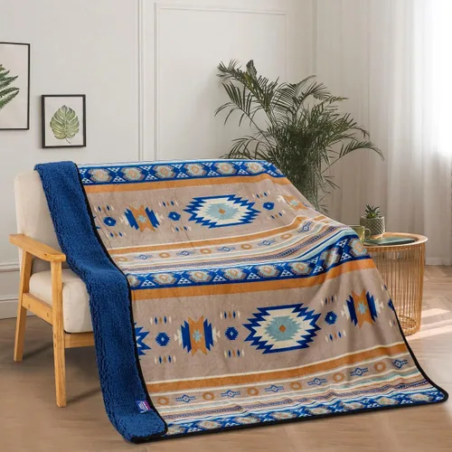 Manta de forro polar Sherpa para sofá, manta suave y supersuave para sofá y silla, manta de felpa acogedora de doble cara de 50 x 60 pulgadas Azul