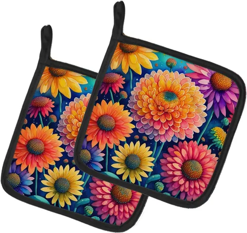 Miniatura 13 de Caroline's Treasures Juego de soportes para ollas de cocina coloridos de Asters, resistentes al calor, almohadillas calientes para cocinar, hornear