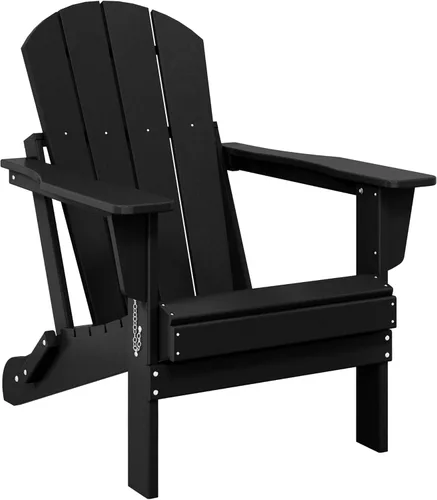 HDPE Laguna Silla Adirondack plegable de polietileno para exteriores, color negro