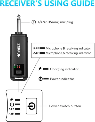 Miniatura 6 de Micrófono inalámbrico recargable, sistema de micrófonos de mano inalámbricos profesionales dinámicos con control de eco, agudos, graves, volumen