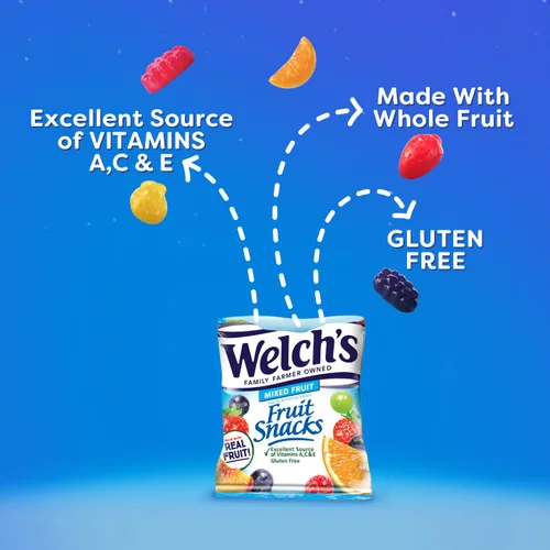 Miniatura 5 de Welch's Paquete de aperitivos de frutas, frutas mixtas y bayas y cerezas, sin gluten, paquete a granel, bolsas individuales de una sola porción, 0.8