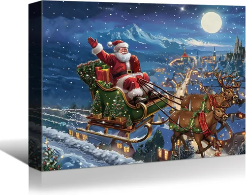 Miniatura 29 de Denozer - Arte de pared de muñeco de nieve de Navidad, impresiones artísticas sobre lienzo para dormitorio, sala de estar, decoración de pared