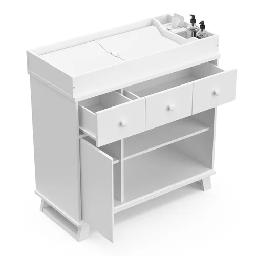 Miniatura 6 de Storkcraft - Cómoda de cambiador para guardería moderna (blanco con blanco) – Certificado Gold GREENGUARD, cómoda para guardería, cambiador