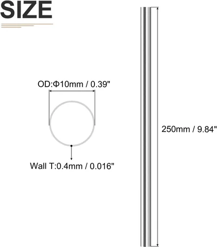 Miniatura 2 de DTGN Tubo de acero inoxidable 304 de 0.394 in x 0.016 in x 9.843 in (ODxWall TxL) - Paquete de 2 - Bueno para equipos de maquinaria - Tubería