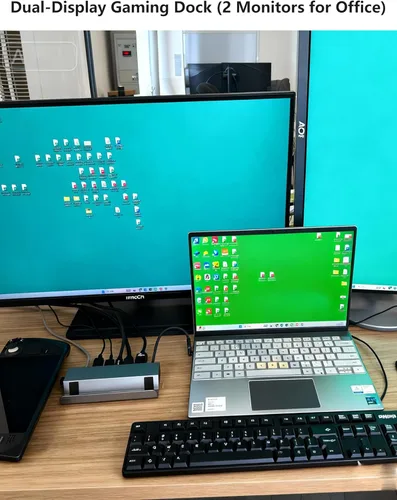 Miniatura 10 de Estación de acoplamiento 7 en 1 para cubierta de vapor con puerto HDMI DisplayPort 4K@60Hz dual – Estación de acoplamiento USB C de 100W