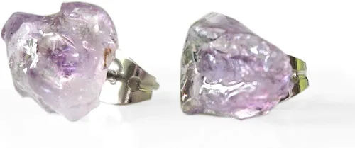 Miniatura 13 de Pendientes de botón de cristal de piedra natal para mujer y hombre - Plata esterlina