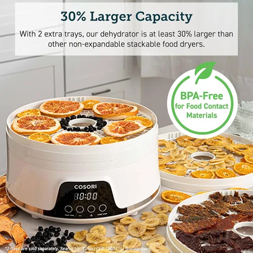 Miniatura 3 de COSORI Máquina deshidratadora de alimentos para carne seca, 5 bandejas con control de temperatura de 165 °F y temporizador de 48 horas, secadora