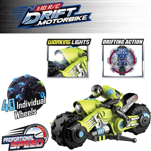 Miniatura 2 de Liberty Imports Vehículo de carreras de bicicleta de deriva con control remoto de motocicleta RC de 2.4Ghz - 1/10 R/C ciclón de alta velocidad