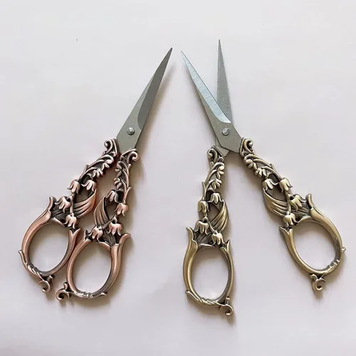 Miniatura 3 de Tijeras de costura de estilo retro floral de 5.9 in, tijeras de costura para bordado, tijeras de sastre retro, tijeras antiguas para herramientas