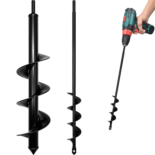 Auger Drill Bit for Planting Set,2 Pack 1.6"x16" & 3.5"x16" Spiral Post Hole Diggers for 3/8" Hex Drive Drill,Garden Spiral Hole and Bulb Planter