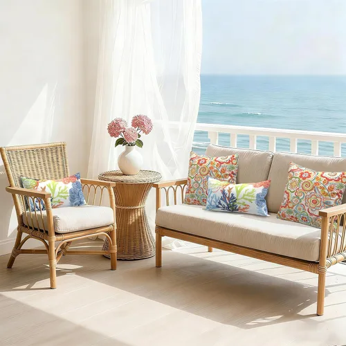 Miniatura 39 de Juego de 2 almohadas para exteriores de 16 x 16 pulgadas, repelentes al agua con interiores, para muebles de patio, hogar, jardín, geometría bohemia