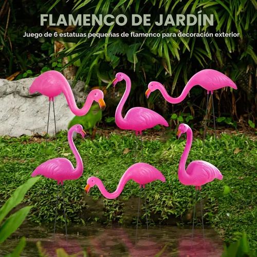 Miniatura 2 de JOYIN Juego de 2 pequeñas estacas de adorno de flamenco rosa para patio, mini estatua de flamenco de plástico con patas de metal para aceras