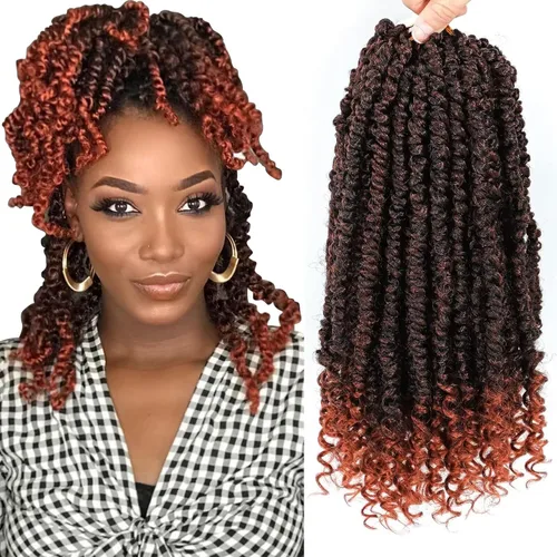 Miniatura 34 de Cabello de ganchillo Passion Twist, cabello Passion Twist pretrenzado, cabello Passion Twist de 10 pulgadas, trenzas de ganchillo cortas Passion