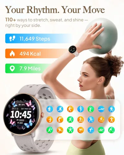 Miniatura 3 de Reloj inteligente para mujeres y hombres, para Android iOS con monitor de sueño, podómetro, rastreador de fitness, llamada Bluetooth, impermeable