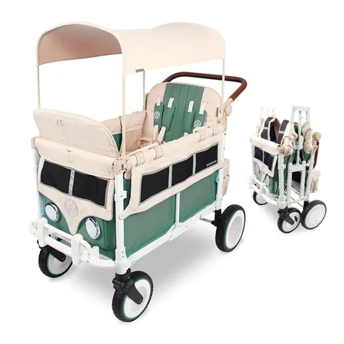 Miniatura 10 de WONDERFOLD W4 Luxe Pro Cochecito tipo vagón (4 plazas) - Cochecito tipo vagón plegable con asientos que cuentan con arneses de seguridad de 5 puntos