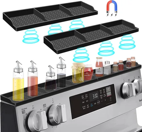 Hydream Estufa para estante de silicona, estante magnético de 30 pulgadas sobre el estante de especias de la estufa, imán organizador de cocina