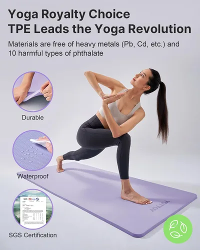 Miniatura 5 de YOTTOY Tapete de Yoga, Tapete de Yoga Extra Grueso (1/2 pulgada), Tapete Profesional de TPE para Ejercicio, Tapete de Entrenamiento Antideslizante