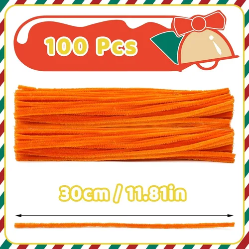 Miniatura 2 de Hssugi Limpiadores de Pipa Naranjas, 100 Piezas Suministros para Manualidades de Limpiadores de Pipa, Limpiadores de Pipa Dorados a Granel Palitos