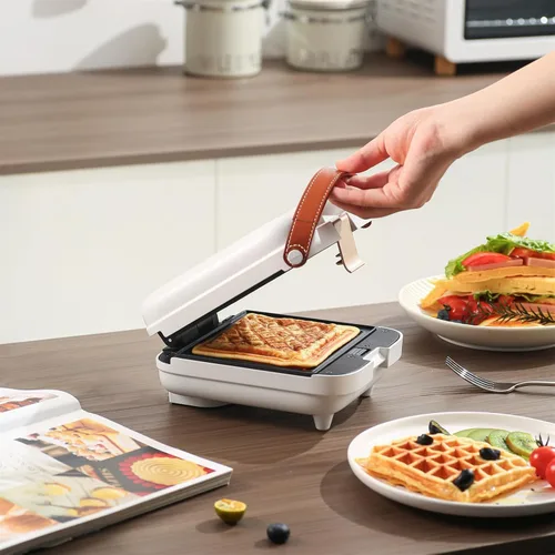 Miniatura 3 de Máquina de sándwiches 3 en 1, máquina de gofres de burbujas de huevo, máquina inteligente de panqueques con control de temperatura con placas Blanco