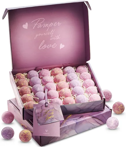 Juego de 30 bombas de baño de lavanda para mujeres, madres, hombres, bomba de baño de burbujas naturales para spa, accesorios de ducha y baño para