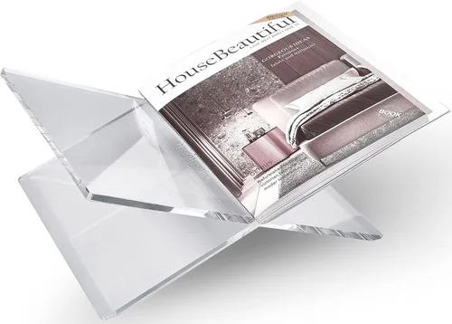 Miniatura 10 de Honygebia Soportes de libros acrílicos negros – Soporte para libros de acrílico con marco cruzado, soporte abierto para exhibición y lectura