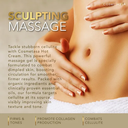 Miniatura 5 de Cosmetasa Gel de masaje de crema caliente con guante masajeador, crema natural y 87% orgánica para celulitis, multiuso, crema tonificante