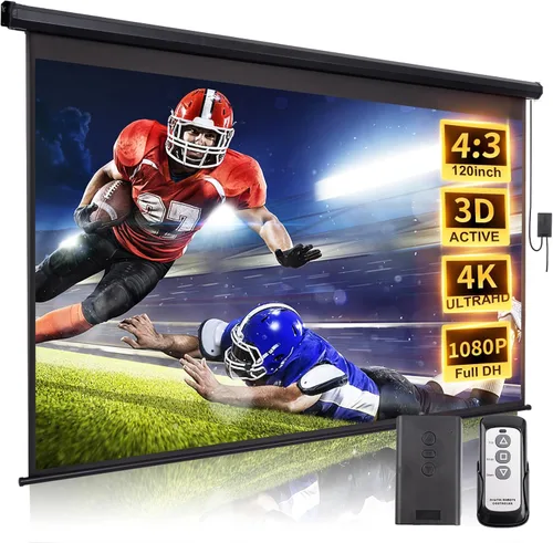 Miniatura 8 de Pantalla de Proyector Motorizada de 84 Pulgadas 16:9 HD, Pantalla de Proyector Eléctrica Desenrollable con Control Remoto, Pantallas de Proyector