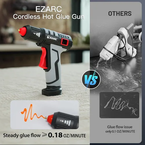 Miniatura 5 de EZARC Pistola de pegamento caliente inalámbrica con 30 mini barras de pegamento, kit de mini pistola de pegamento rápido de calentamiento en 15 Gris
