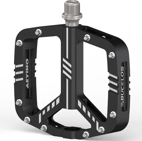 BUCKLOS Pedales planos MTB para bicicleta de montaña, pedales de bicicleta de carretera CNC para adultos con 3 rodamientos, pedal de plataforma de