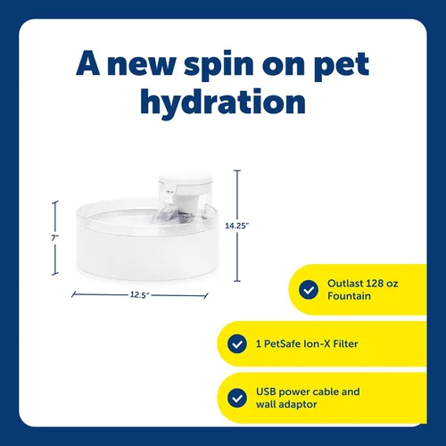Miniatura 3 de PetSafe Outlast - Fuente para gatos, fomenta la hidratación saludable, diseño sin bomba con tecnología HydroSpin, cuenco de agua automático
