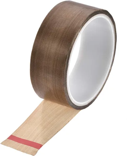 Miniatura 15 de uxcell Cinta de tela revestida de PTFE de 0.236 in Cinta de alta temperatura marrón para selladores de vacío, mano e impulso Cinta adhesiva