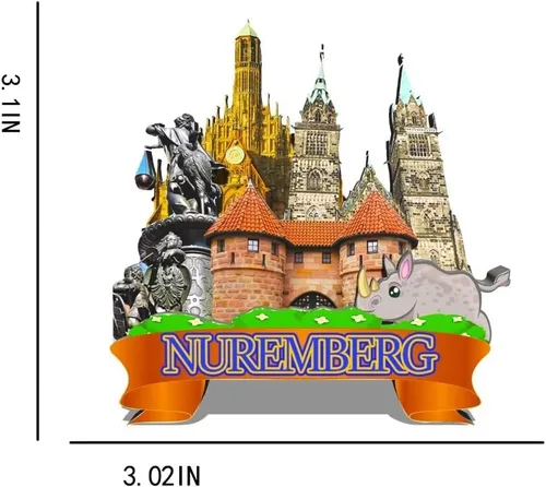 Miniatura 3 de Imán de Alemania Nuremberg para nevera de madera 3D, monumentos de viaje, coleccionables, recuerdos, decoración hecha a mano -219