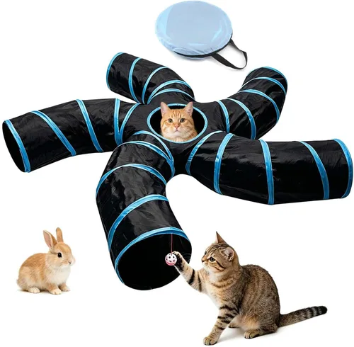 Miniatura 12 de Bemodst Túneles plegables para gatos, laberinto interactivo de 2/3/4/5 vías para gatitos, conejos, hurones Tipo S de 2 vías