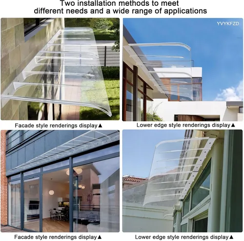 Miniatura 5 de YVYKFZD Toldo de policarbonato para ventana, toldo transparente para puerta delantera al aire libre, toldo de puertas curvas, refugio de protección