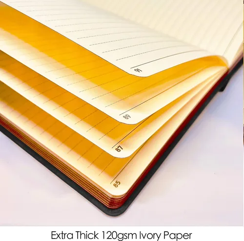 Miniatura 3 de LeStallion Bonito cuaderno negro a rayas, diario de piel sintética de tapa suave, papel de escritura de alta calidad de 120 GSM, 200 páginas