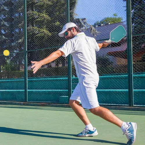 Miniatura 6 de Raqueta de pickleball FH-500 T700, raqueta de pickleball ofensiva de 0.551 in de grosor a dos manos, velocidad y control Azul claro