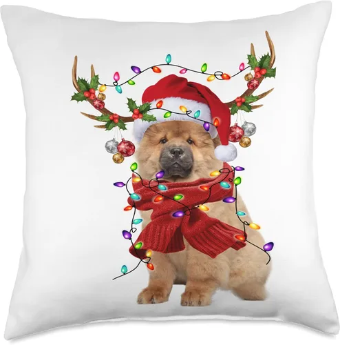 Miniatura 4 de Chow Chow Dog Christmas Light Gifts Co Santa Chow Dog Reindeer Christmas Lights - Almohada de 16 x 16 pulgadas, multicolor