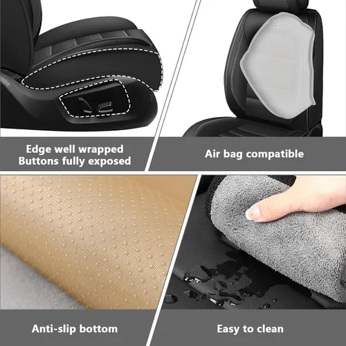 Miniatura 5 de Juego completo de fundas de asiento de automóvil para GMC Sierra 1500/2500/3500 Denali SLT AT4 AT4X Base Fundas de asientos 2008-2025, Protectores