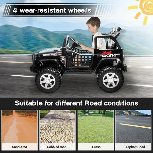 Miniatura 7 de SEHOMY - Camioneta eléctrica de 2 plazas para niños con control remoto, auto eléctrico de 12 V para niños de 3 años - Suspensión de resorte, luces