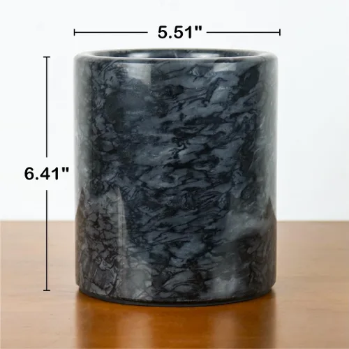 Miniatura 4 de HillSpring Soporte para utensilios de cocina de mármol negro, organizador de utensilios con peso para encimera, cubo enfriador de vino con base