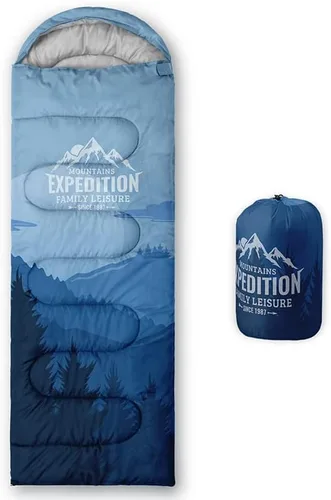 Miniatura 9 de Saco de dormir para adultos y niños, furgoneta de campamento de montaña verde, ligero, cálido, portátil, para interiores y exteriores, impermeable