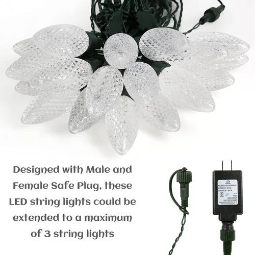 Miniatura 5 de AWQ Cadena de luces para exteriores de 35 pies de 3.9 pulgadas, luz de cono de pino súper grande, inastillable e impermeable, luz decorativa