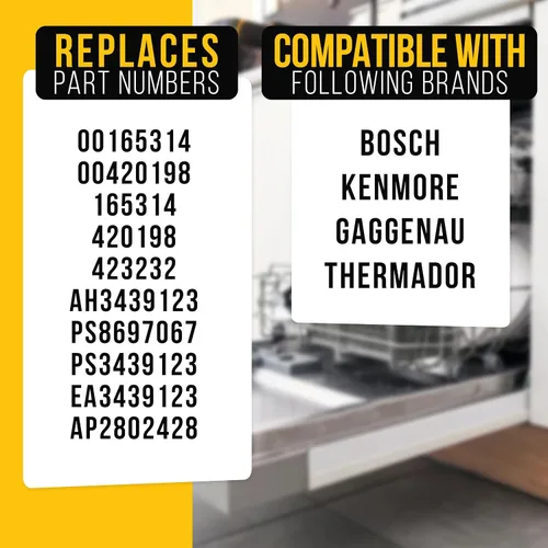 Miniatura 7 de PartsBroz 165314 - Repuesto de estante inferior de ruedas para lavavajillas (paquete de 4) – se adapta a ruedas Bosch para lavavajillas, parte