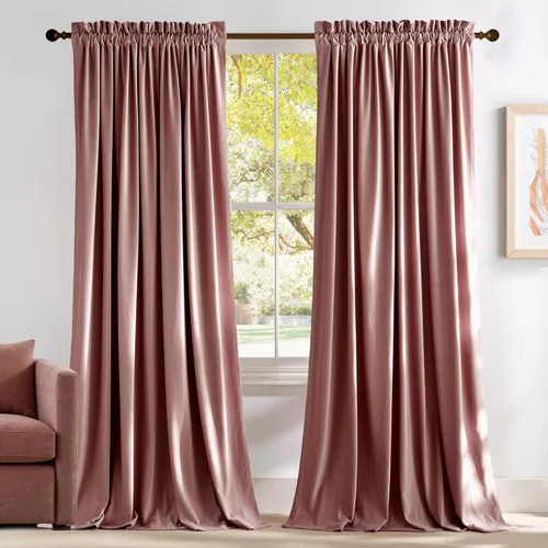 Miniatura 30 de NICETOWN Cortinas opacas de terciopelo extralargas negras de 120 pulgadas de largo para telón de fondo, cortinas de terciopelo con aislamiento Serie