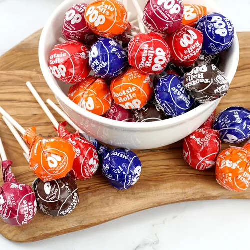 Miniatura 5 de Piruletas clásicas con centro de chocolate, bolsa a granel de 1 lb (aprox. 22 unidades), sabores de frutas surtidos originales, The Hampton Popcorn