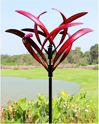 Miniatura 9 de Molinillos de viento para exteriores, tulipán metálico con estaca para patio y jardín, ideas de decoración al aire libre para amantes del jardín