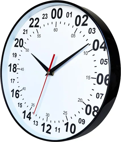 Miniatura 2 de Reloj de pared de 24 horas, reloj de pared redondo de 12 pulgadas, fácil de leer, esfera blanca, estilo moderno y simple, reloj de decoración