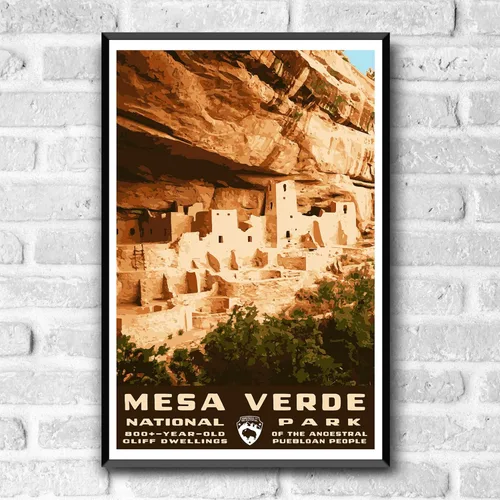 Miniatura 2 de Mesa Verde National Park - Póster de viaje de estilo vintage, 8 x 10, 12 x 18, 18 x 24 pulgadas, 24 x 36 pulgadas, 4 x 6 pulgadas, impresión