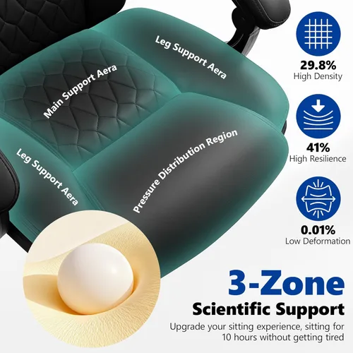 Miniatura 5 de Silla de oficina ejecutiva reclinable de 400 libras con reposapiés, silla de oficina ergonómica grande y alta, sillas de escritorio para oficina